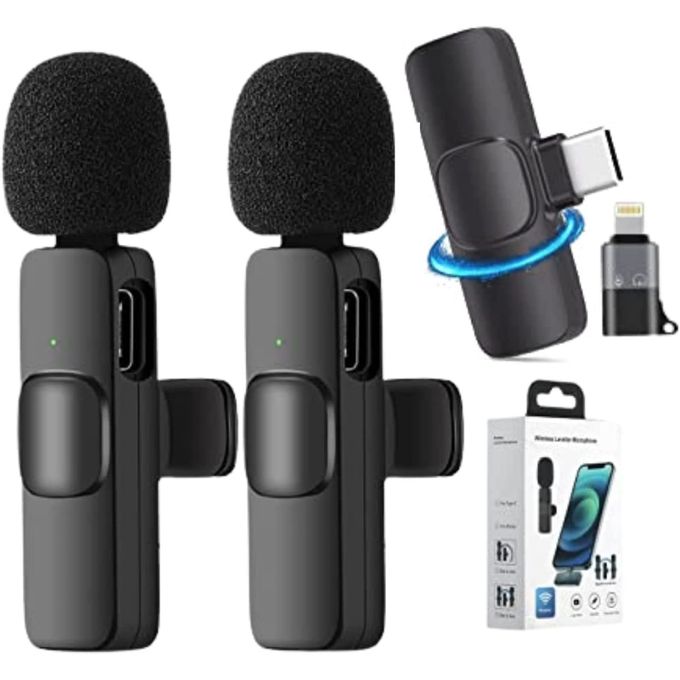 Dual Wireless Microphone For USB-C Phone/ IPhone Wireless For Recording Vlog 2 Mic + 1 Rec Lavalier