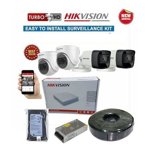 Hikvision 4 Channel 1080P Full HD CCTV Full System Kit pack - With 1TB Hard disk