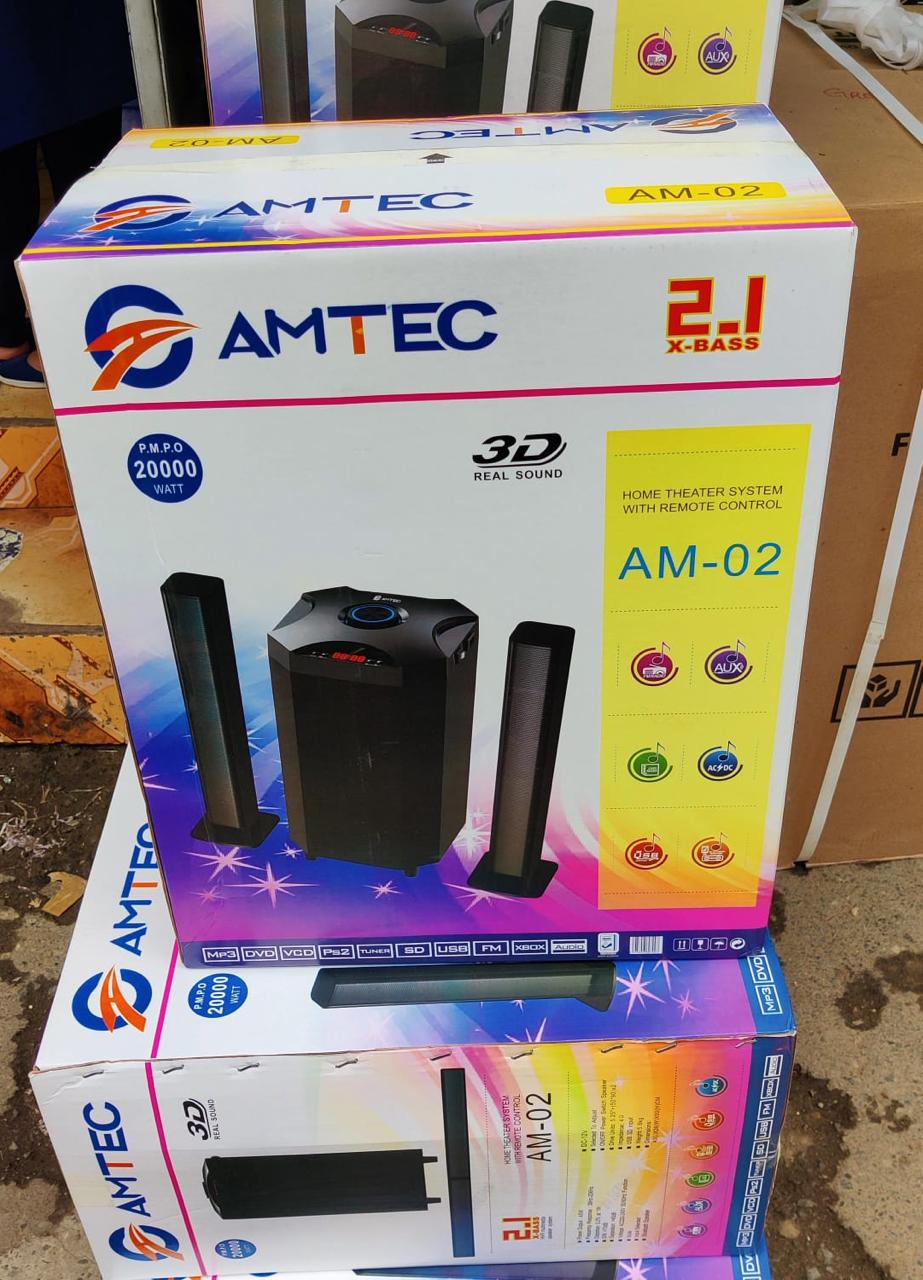 Amtec AM-02 2.1CH Home Theatre Sub Woofer-Bluetooth/FM/USB Speaker System 12000W With Remote Control