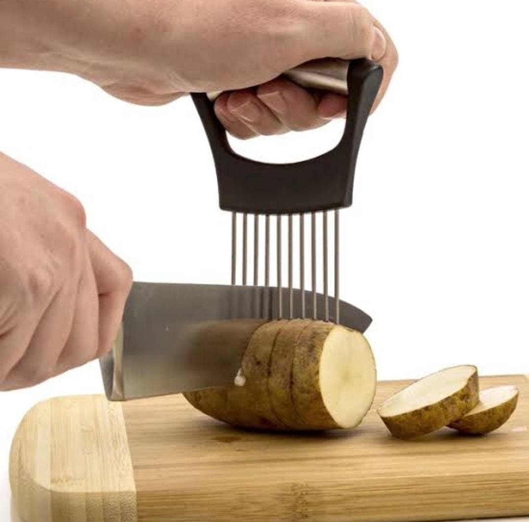Multi-purpose Vegetable Holder, Meat Tenderizer, Stainless Steel Onion Cutter.