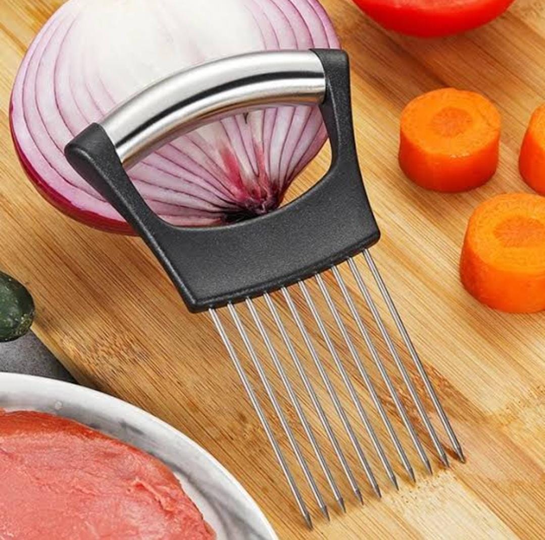 Multi-purpose Vegetable Holder, Meat Tenderizer, Stainless Steel Onion Cutter.