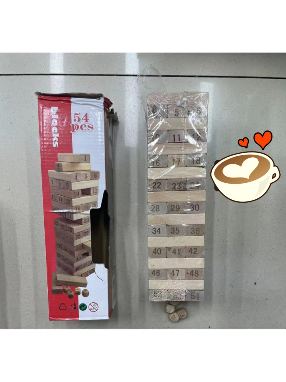 Jenga Game Wooden Blocks With 54pcsThe original wood block game
Block balancing game 
The rules are simple.
Game for 1 or more players; Kids and adults
WHAT’S IN THE BOX
1 x Block game