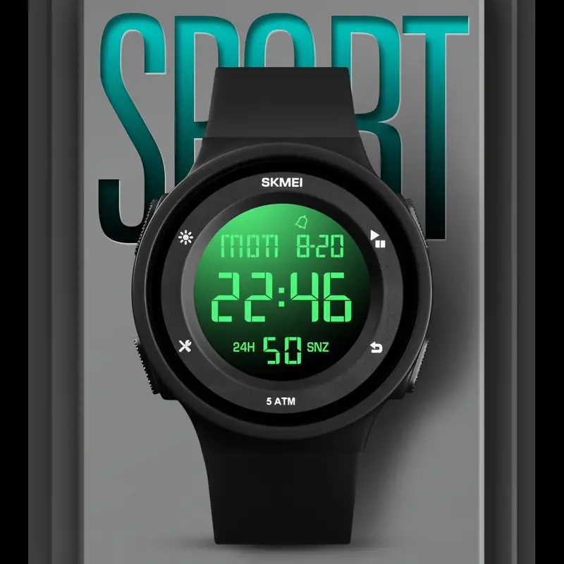 New Skmei electronic watch, smart outdoor sports watch, LED digital silicone electronic watch, multifunctional, waterproof, fashionable, with night light