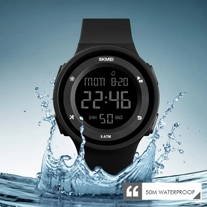 New Skmei electronic watch, smart outdoor sports watch, LED digital silicone electronic watch, multifunctional, waterproof, fashionable, with night light