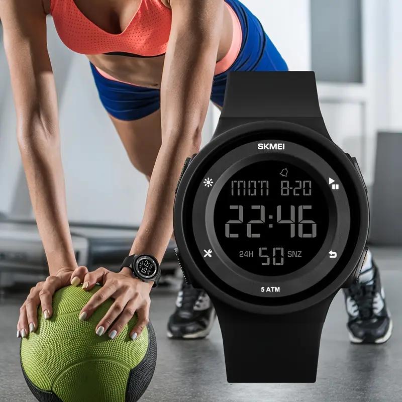 New Skmei electronic watch, smart outdoor sports watch, LED digital silicone electronic watch, multifunctional, waterproof, fashionable, with night light