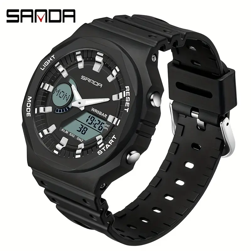 SANDA Sports Electronic Watch Multifunctional dial ABS Case Casual Dual Screen Deep Waterproof WR Digital Alarm Wrist Watch for Women, Men, Girls, Boys