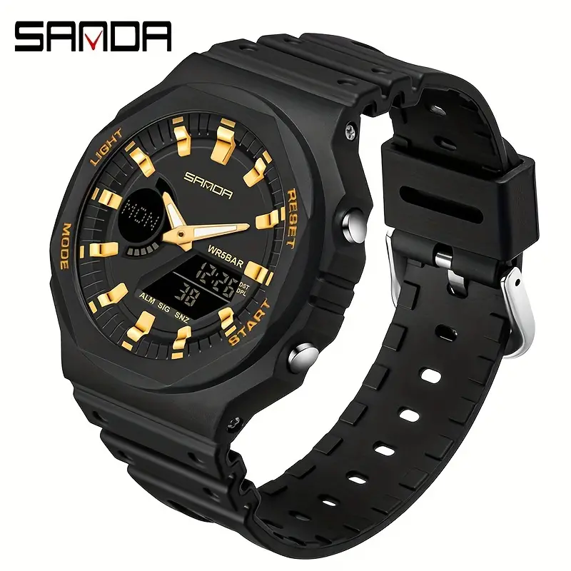 SANDA Sports Electronic Watch Multifunctional dial ABS Case Casual Dual Screen Deep Waterproof WR Digital Alarm Wrist Watch for Women, Men, Girls, Boys