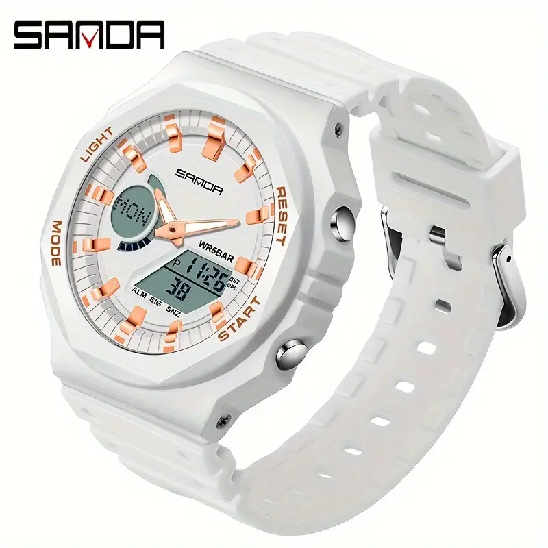 SANDA Sports Electronic Watch Multifunctional dial ABS Case Casual Dual Screen Deep Waterproof WR Digital Alarm Wrist Watch for Women, Men, Girls, Boys