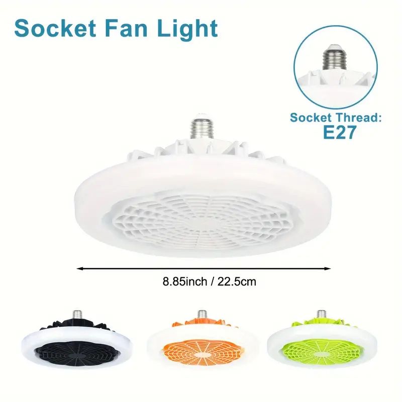 LED Smart Fan Light, Ceiling Fan With Light, Remote Control Enclosed Low Profile Ceiling Fan With Light 3 Speed LED Dimming 3 Colors 8 Invisible Bladeless Flush Mount Fan Light Bedroom, Offices