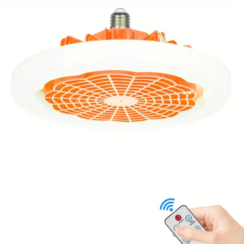 LED Smart Fan Light, Ceiling Fan With Light, Remote Control Enclosed Low Profile Ceiling Fan With Light 3 Speed LED Dimming 3 Colors 8 Invisible Bladeless Flush Mount Fan Light Bedroom, Offices