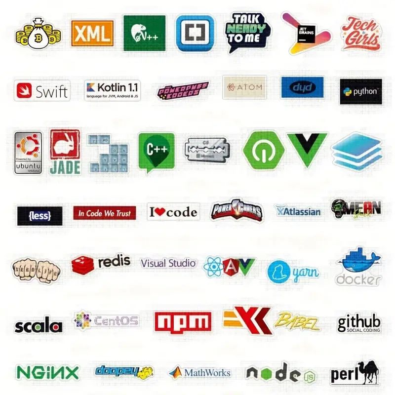 110pcs Programmer Logo Stickers Pack For Laptop, Funny Science Decals, Vinyl Waterproof Math Sticker For Water Bottles, Phone, Hat, Skateboard, Scrapbook