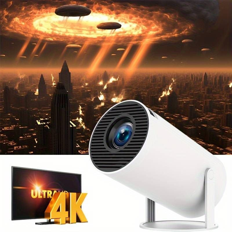 2024 New HY300 Pro Projector 4K Android 11.0, Lighter and more portable 1080P 720P, 200ANSI, Portable Wireless Home Outdoor Cinema with 180° Projection Angle Adjustment