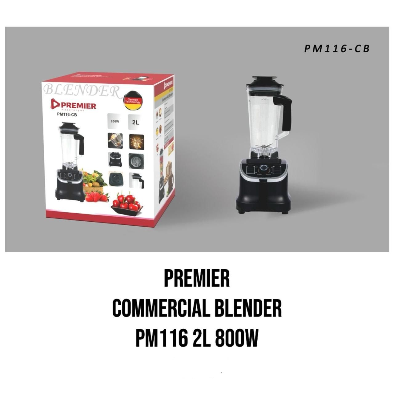 Premier heavy duty professional commercial blender PM-116CB with 2L unbreakable jar premier blender black 2L electronics and appliances small appliances kitchen appliances blenders countertop blenders