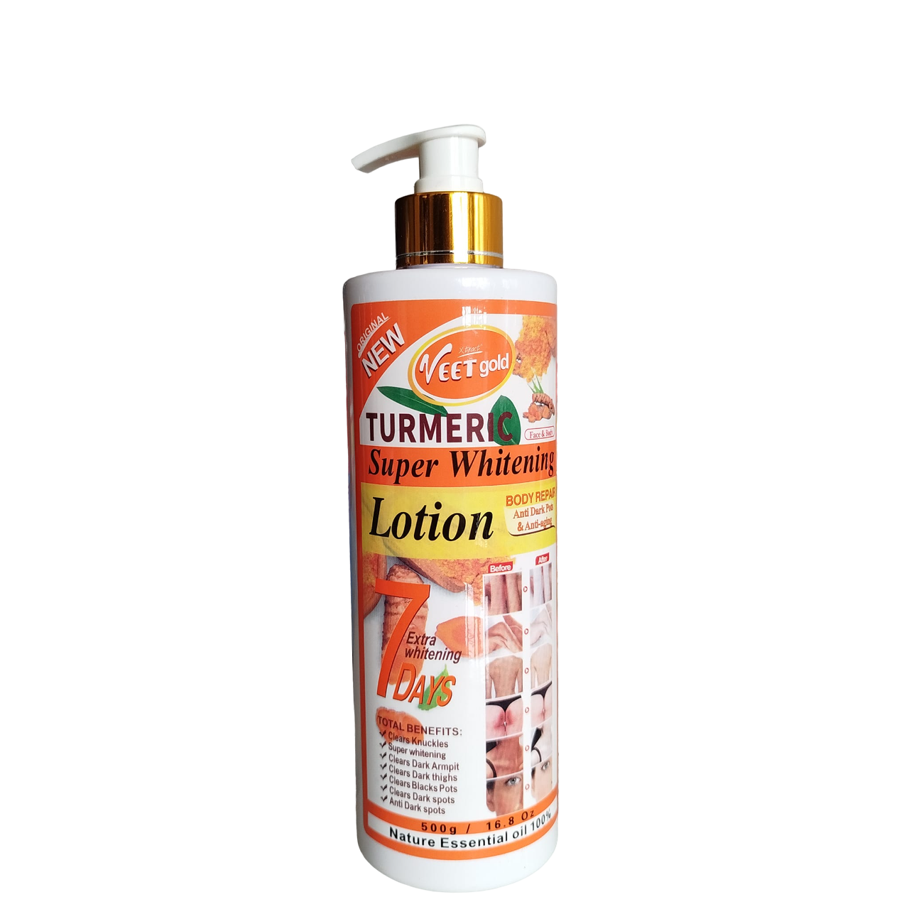 thumbnail image 2 of Veet Gold Turmeric Super Whitening Body Repair Oil – 500ml, SPF 30, All Skin Types 2 of 6