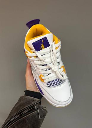 🏀 Air J 4 Retro Lakers Colorway – Premium Quality | Comfortable Cushioning | Durable Rubber Sole | Trendy Streetwear Sneakers 👟💜💛
