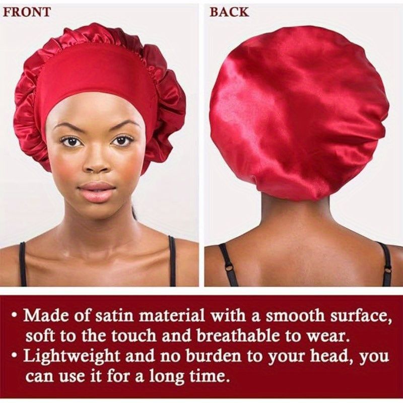3Pcs Satin Bonnet Silk Hat Hair Bonnet Sleeping Elastic Wide Band Silk Sleep Cap Soft Breathable Silk Hair Wrap Sleeping Headwraps