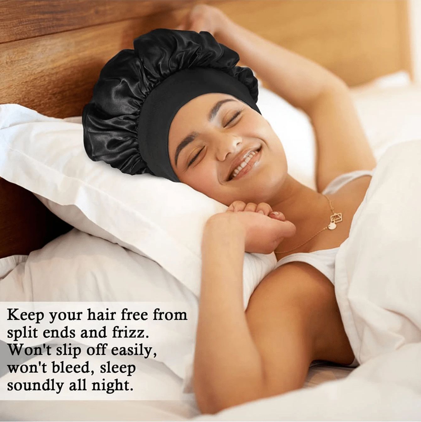 3Pcs Satin Bonnet Silk Hat Hair Bonnet Sleeping Elastic Wide Band Silk Sleep Cap Soft Breathable Silk Hair Wrap Sleeping Headwraps