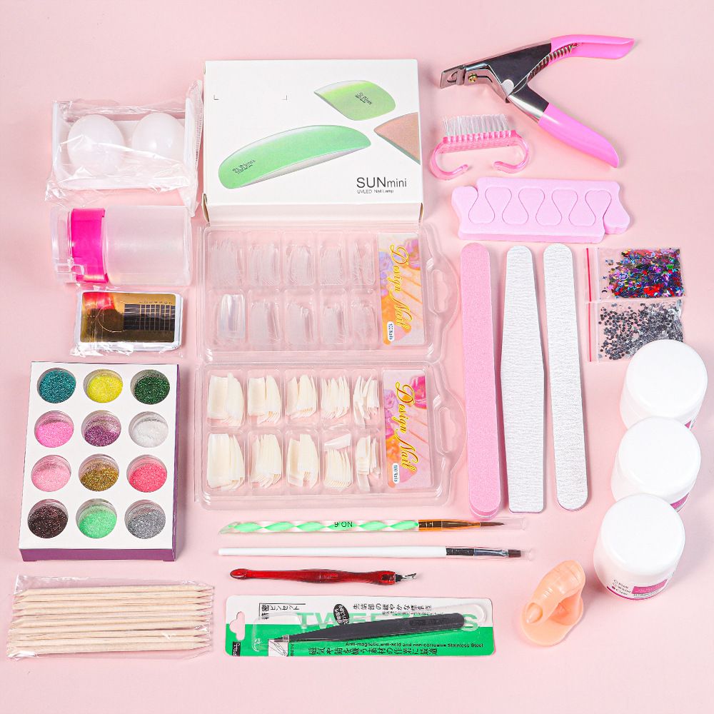 Nail Gel Lamp Manicure kits LED Nail Dryer Nail Manicure Tool UV Portable UV Led Nail Dryer Lamp Nail Kits(Acrylic liquid not included)