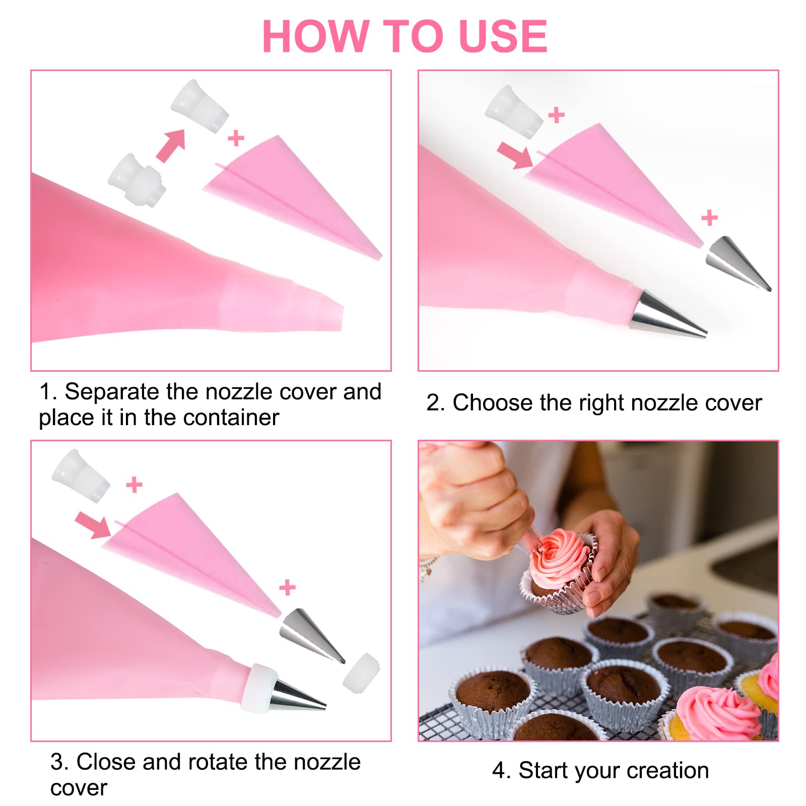 36Pcs/Set Rose Pastry Nozzles Flower Icing Piping Nozzles Stainless Steel Spouts DIY Silicone Icing Piping Cream Bag Icing Tips Cupcake Cake Decorating Baking Tools