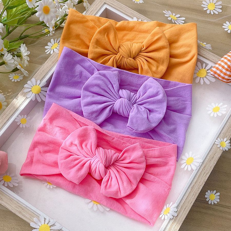 3pcs Baby Hair Bands Girls Nylon Headbands Newborn Soft Elastic Hair Bow Hairbands Headwear Hair Accessories Infant Toddlers Kids 3pcs-B