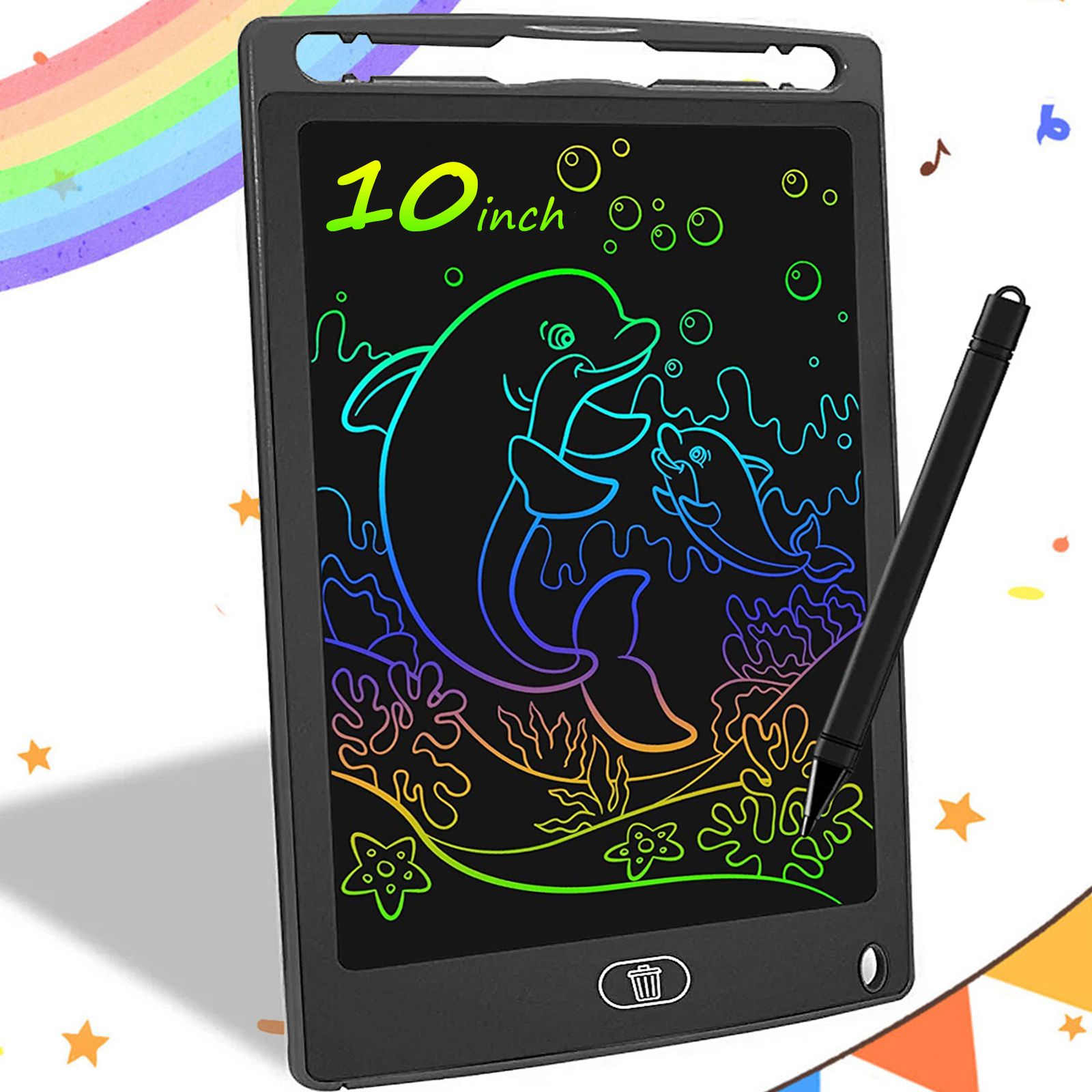 10inch LCD Writing Tablet Kids Erasable Colorful Drawing Board Graphic Electronic Writing Drawing Screen Doodle Board Children's Educational Toys Black,10 inch