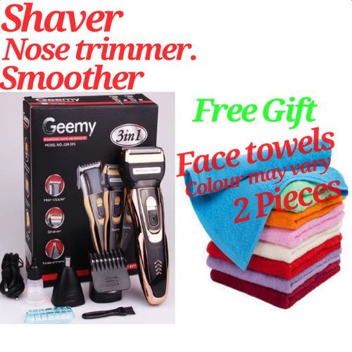 Geemy Personal Shaving Machine 3 In 1 Smoother,Nose + Free Face Towels