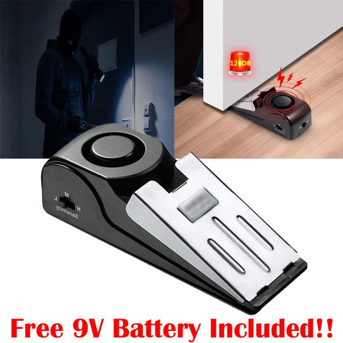 Door Stop Alarm Upgraded Door Stop Alarm Stopper - AirBnB Travelling Home Security Portable