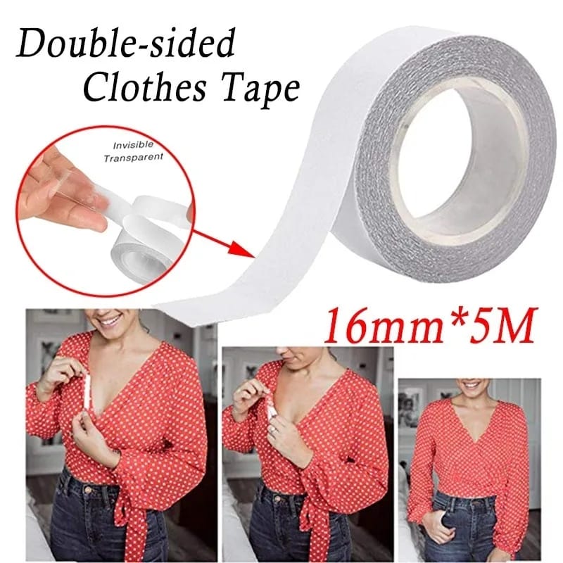 Size 5meters Double Sided Body Tape Self-Adhesive Bra Clothes Tape Dress Shirt Secret Sticker Clear Lingerie Tape Invisible Chest Patch