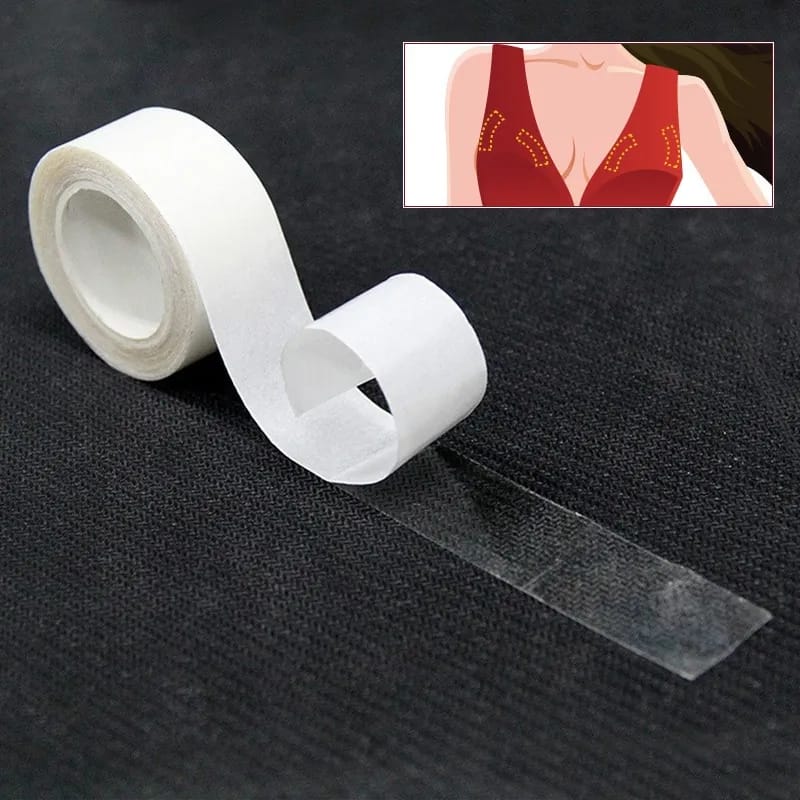 Size 5meters Double Sided Body Tape Self-Adhesive Bra Clothes Tape Dress Shirt Secret Sticker Clear Lingerie Tape Invisible Chest Patch