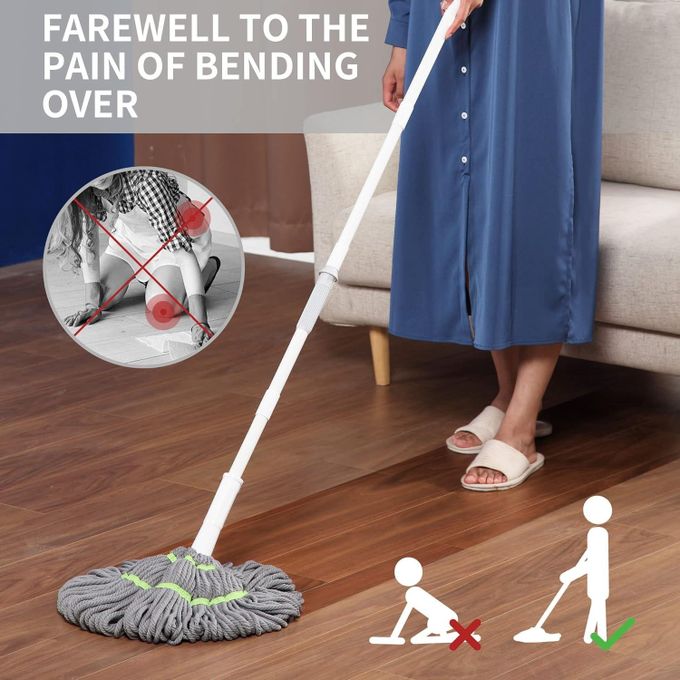Twist Mop, Self-Wringing Wet Mop for Floor Cleaning