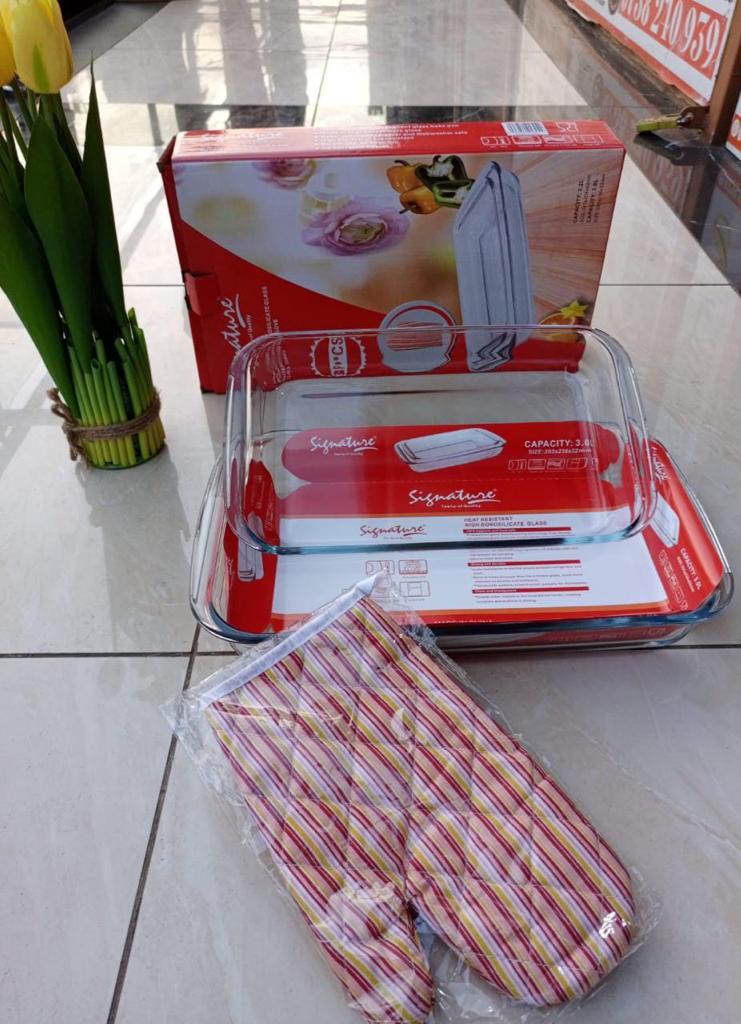 2 Piece Glass Baking Tray For Oven,Casserole Dish