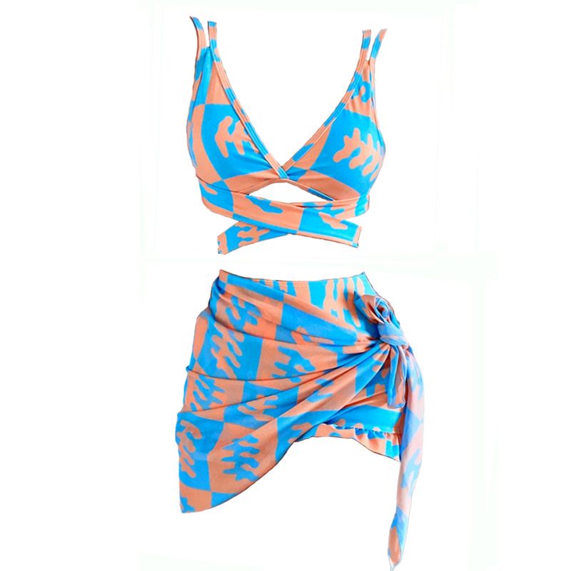 The new style of bathing suit girls popular Instagram sexy split retro students bikini hot spring bathing suit