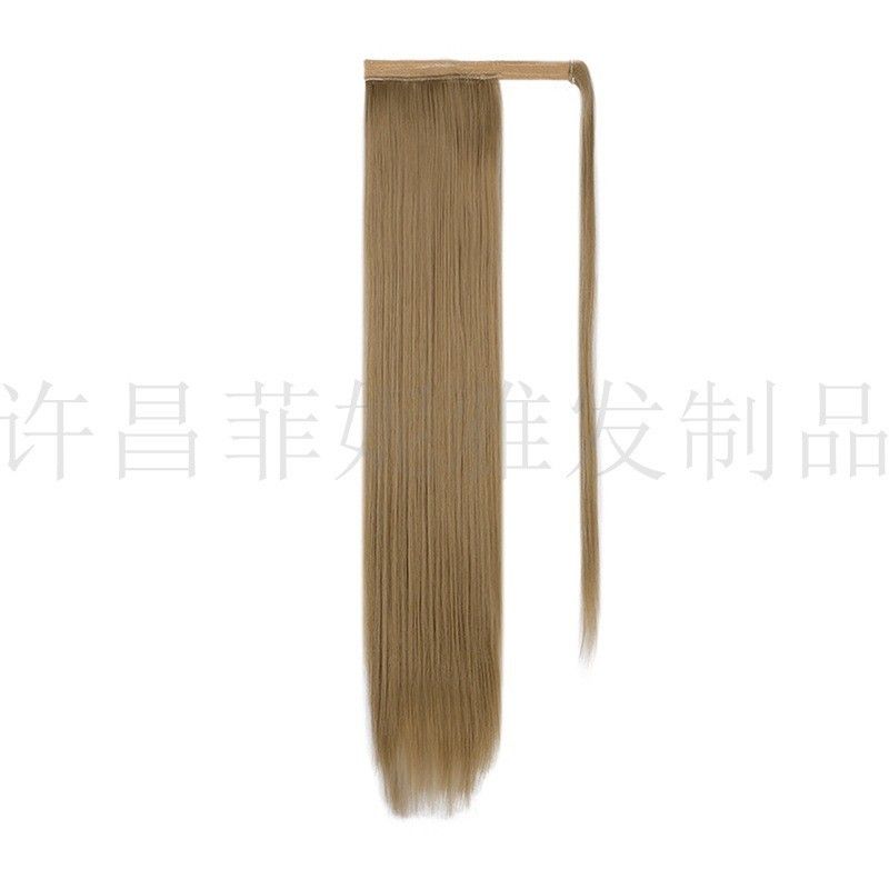 Ladies fashion temperament, wig ponytail, chemical fiber wig pieces, black long straight hair ponytail magic stick ponytail wig，High temperature silk material can not be ironed, length: 60 cm