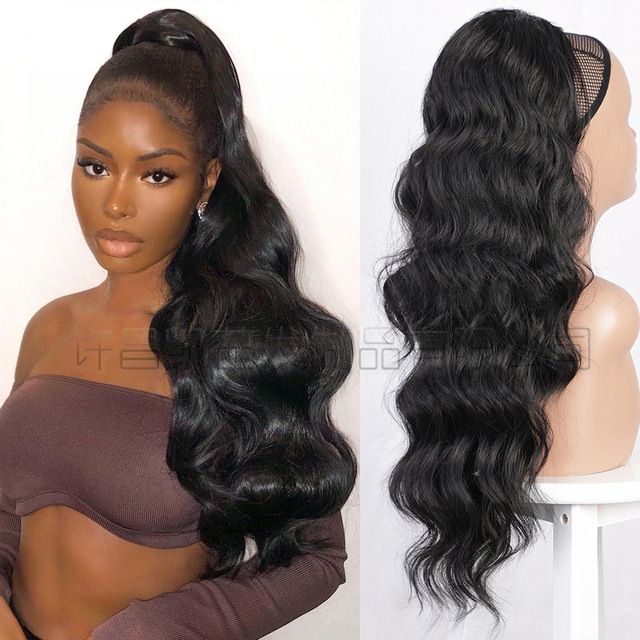 Fashion girl charm long curly hair wig, any color can wear, beautiful long curly hair, wig woman, drawstring ponytail hair extensions wigs big wave chemical fiber wig.