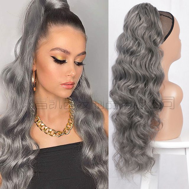 Fashion girl charm long curly hair wig, any color can wear, beautiful long curly hair, wig woman, drawstring ponytail hair extensions wigs big wave chemical fiber wig.