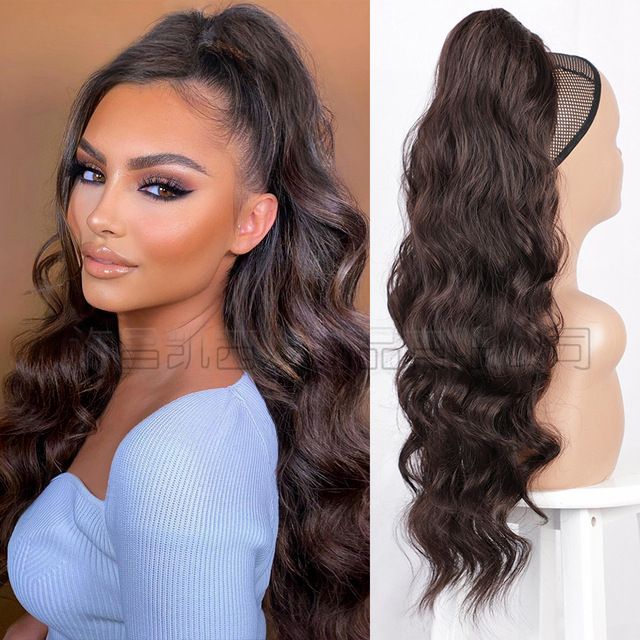Fashion girl charm long curly hair wig, any color can wear, beautiful long curly hair, wig woman, drawstring ponytail hair extensions wigs big wave chemical fiber wig.