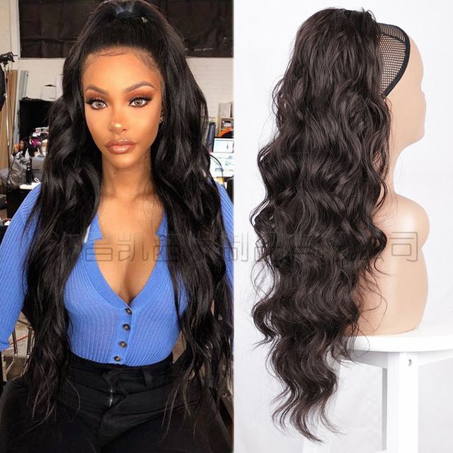 Fashion girl charm long curly hair wig, any color can wear, beautiful long curly hair, wig woman, drawstring ponytail hair extensions wigs big wave chemical fiber wig.