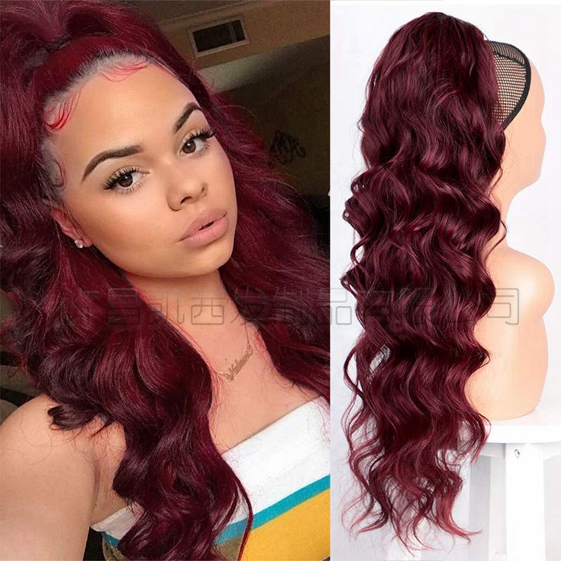 Fashion girl charm long curly hair wig, any color can wear, beautiful long curly hair, wig woman, drawstring ponytail hair extensions wigs big wave chemical fiber wig.