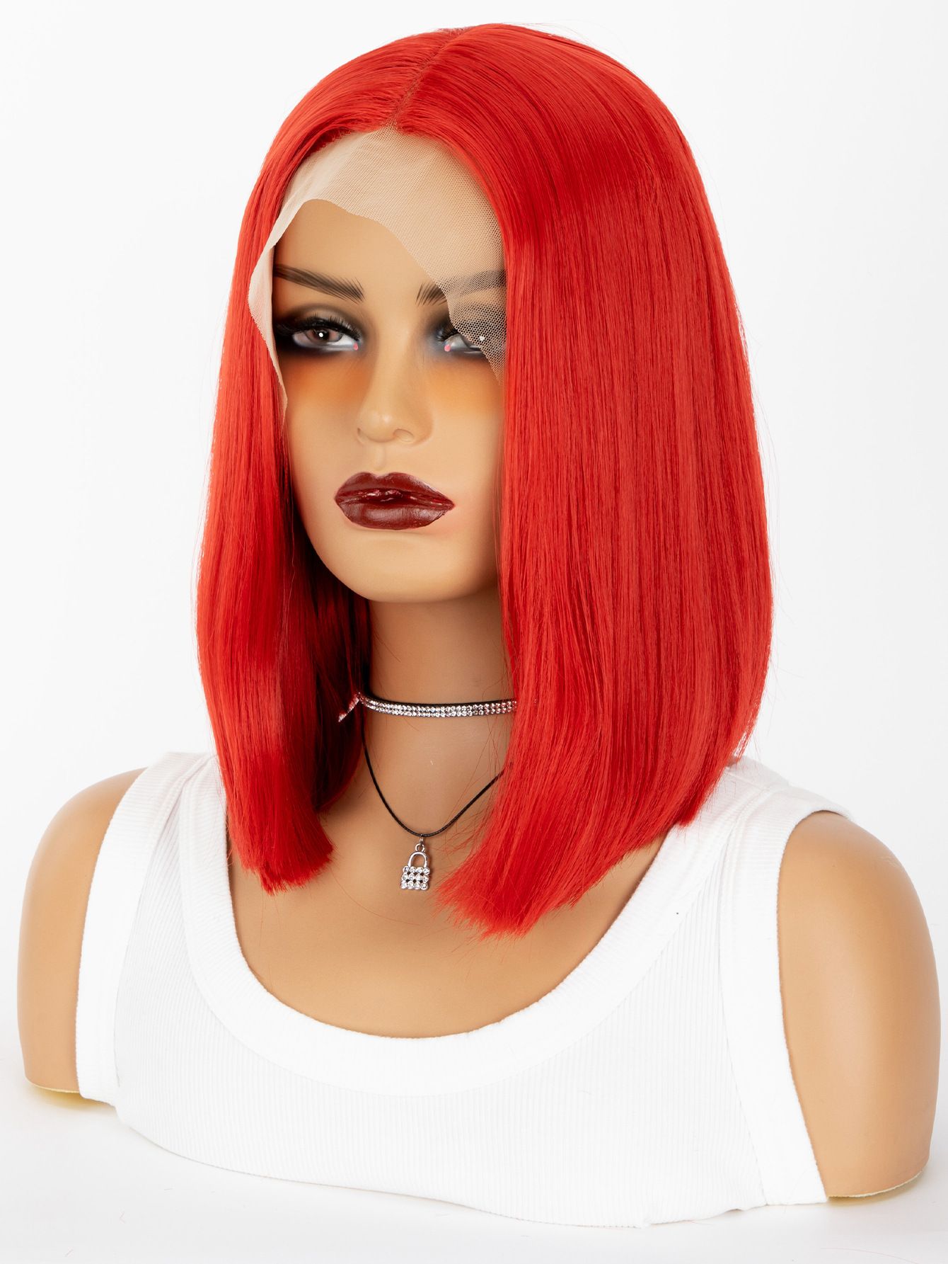Foreign Trade European and n wig female black short straight hair points bobo bob high temperature silk chemical fiber hair before lace head cover