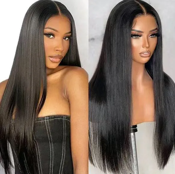 Cross-border new wig, African ladies before the lace fiber head cover, black long straight hair in multiple sizes to choose from