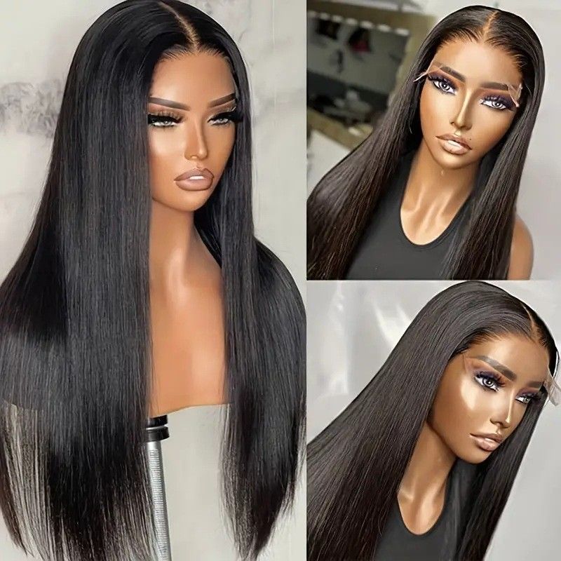 Cross-border new wig, African ladies before the lace fiber head cover, black long straight hair in multiple sizes to choose from