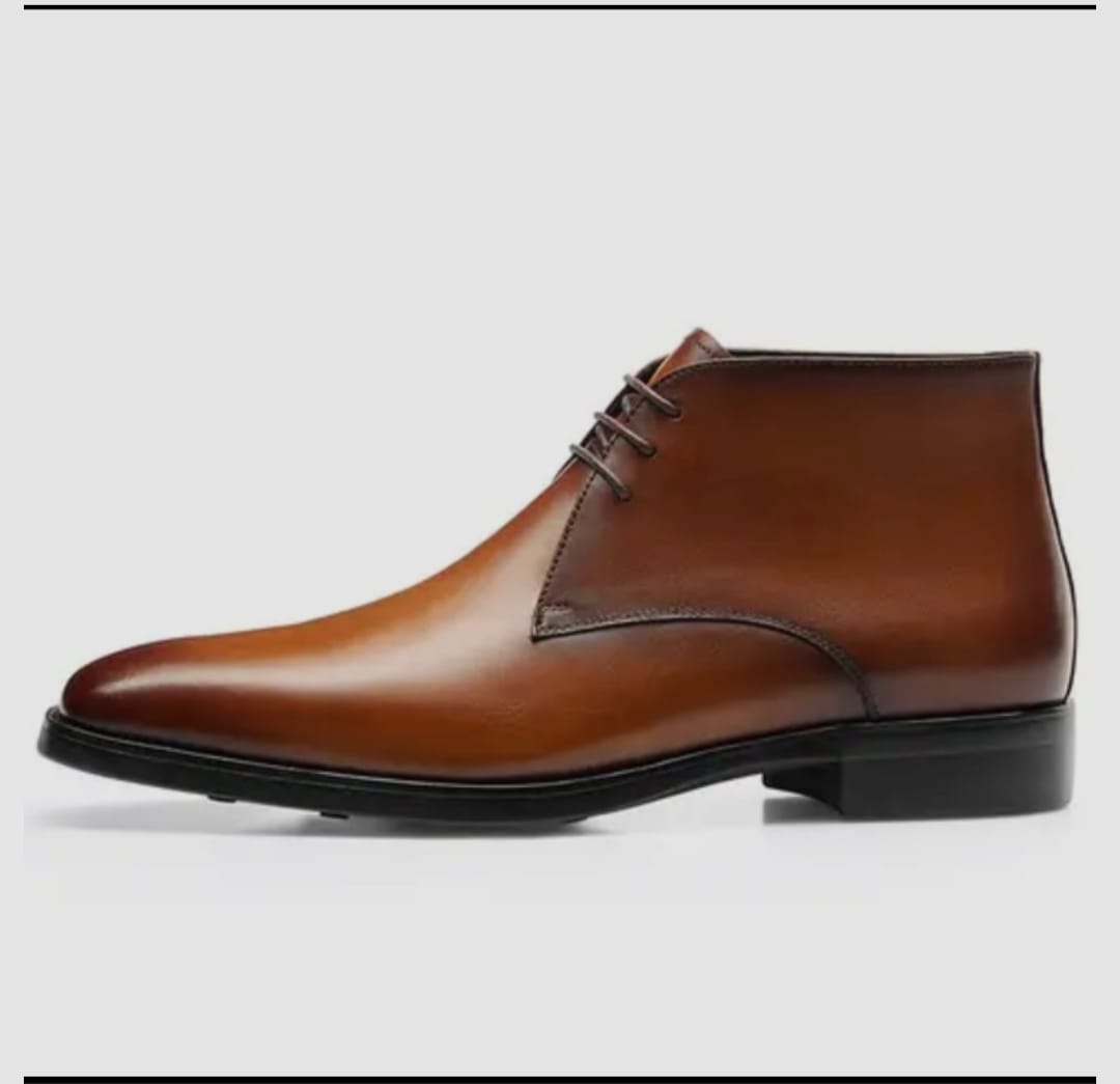 New Arrival Mens Simple High Quality Pure Genuine Leather Ankle Boots Shoes with laces, good for both Casual and business wear,available in colours black and brown  rs black