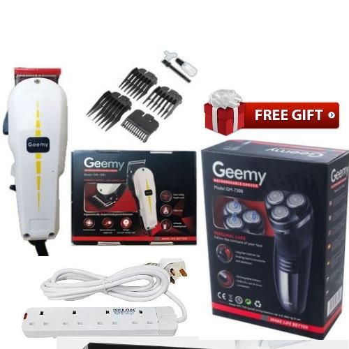 Geemy Kinyozi Hair Shaving Machine + Free 4 Way Power Extension & Face Smoother