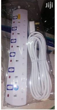 6 Way, Socket, Power Extension - with 5m long Cable.DURABLE AND STRONG THE EXTENSION HAS ENOUGH POWER TO WITHHOLD ALL HOME AND