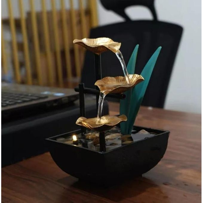 Tabletop Water Fountain Ornament mini Waterfall With LED Light Living Room Decor