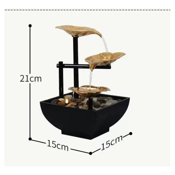 Tabletop Water Fountain Ornament mini Waterfall With LED Light Living Room Decor