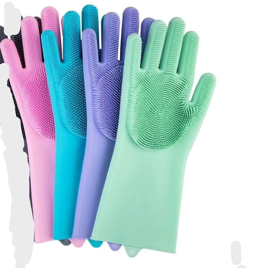 Silicon Dish-Washing Kitchen Gloves