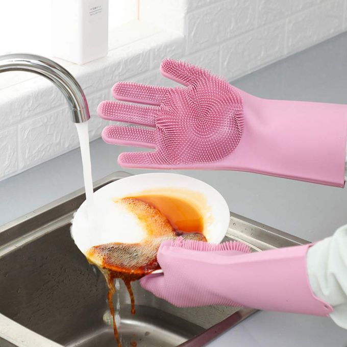 Silicon Dish-Washing Kitchen Gloves