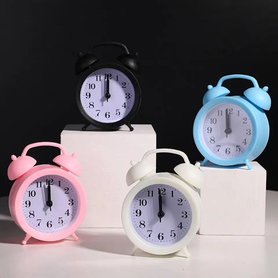 Bedside Cute Kids Alarm Clock Double Bell Clock Classic Home Cute,good for bedside table and kids decor, available in blue,pink,black and white