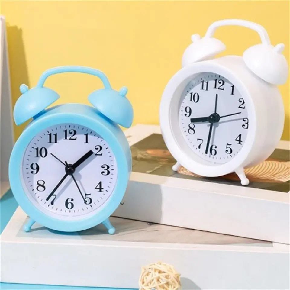 Bedside Cute Kids Alarm Clock Double Bell Clock Classic Home Cute,good for bedside table and kids decor, available in blue,pink,black and white